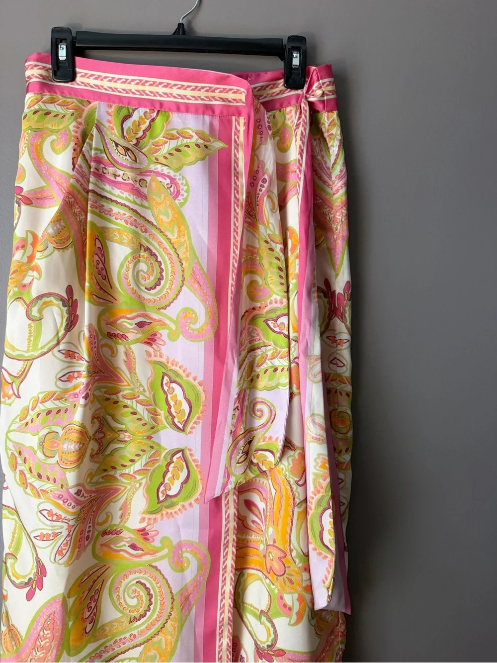 ANTONIO MELANI Pink and Yellow Paisley Scarf Wrap maxi skirt - Picture 3 of 9